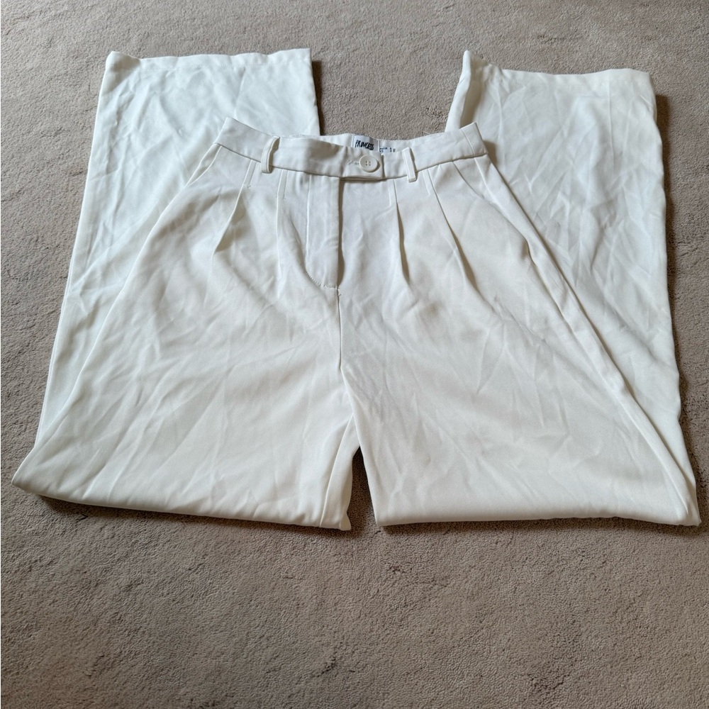 Wide Leg High-Waist White Trousers - Picture 7 of 10